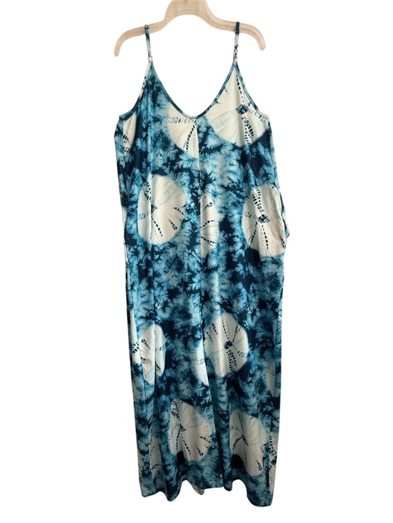 Poetsky Dresses & Skirts - NWT POETSKY Blue Tie-Dye Spaghetti Strap Maxi Dress X-Large Flowy Pockets